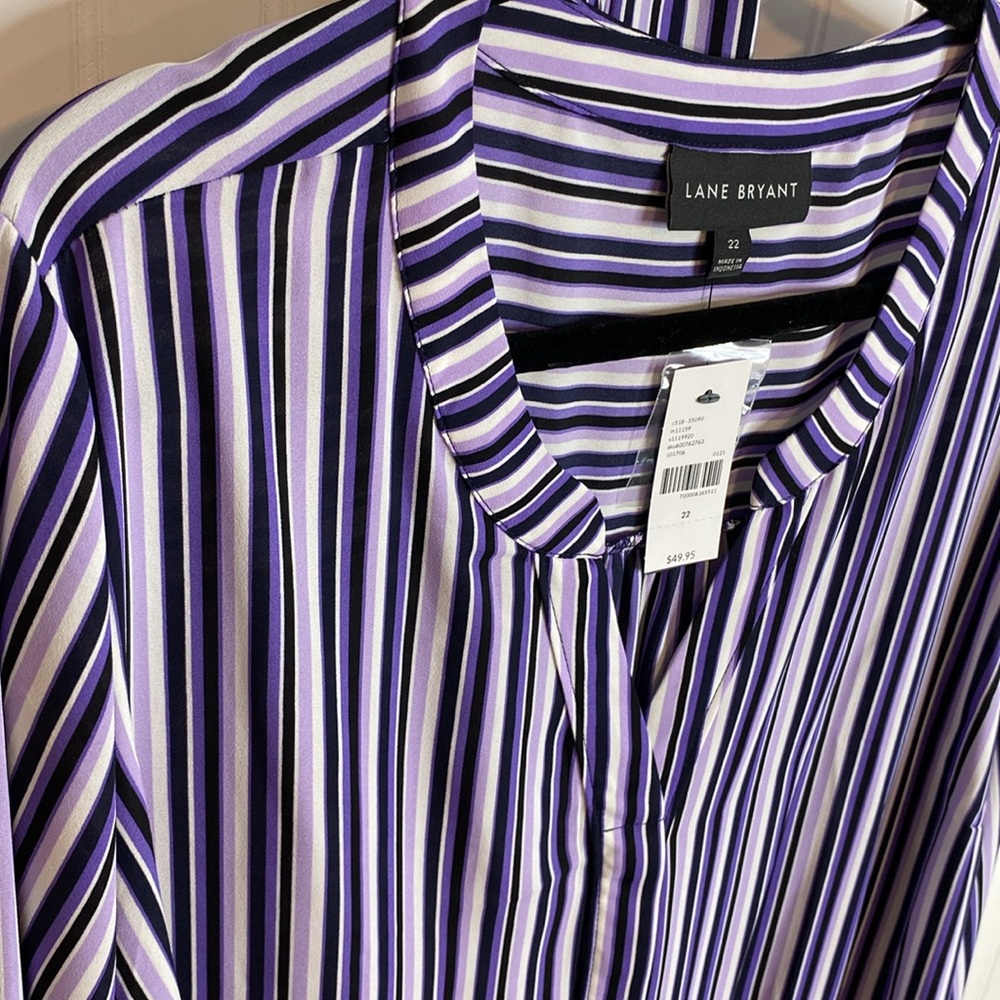 Lane Bryant Blouse size 22 NWT Purple Lavender Black